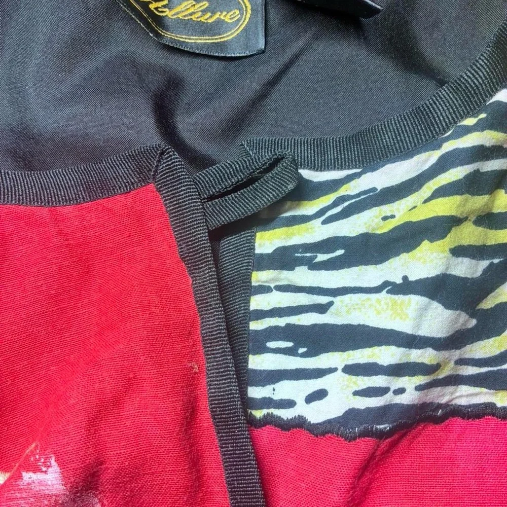 Allure Red Patchwork Jacket with Animal Print Accents